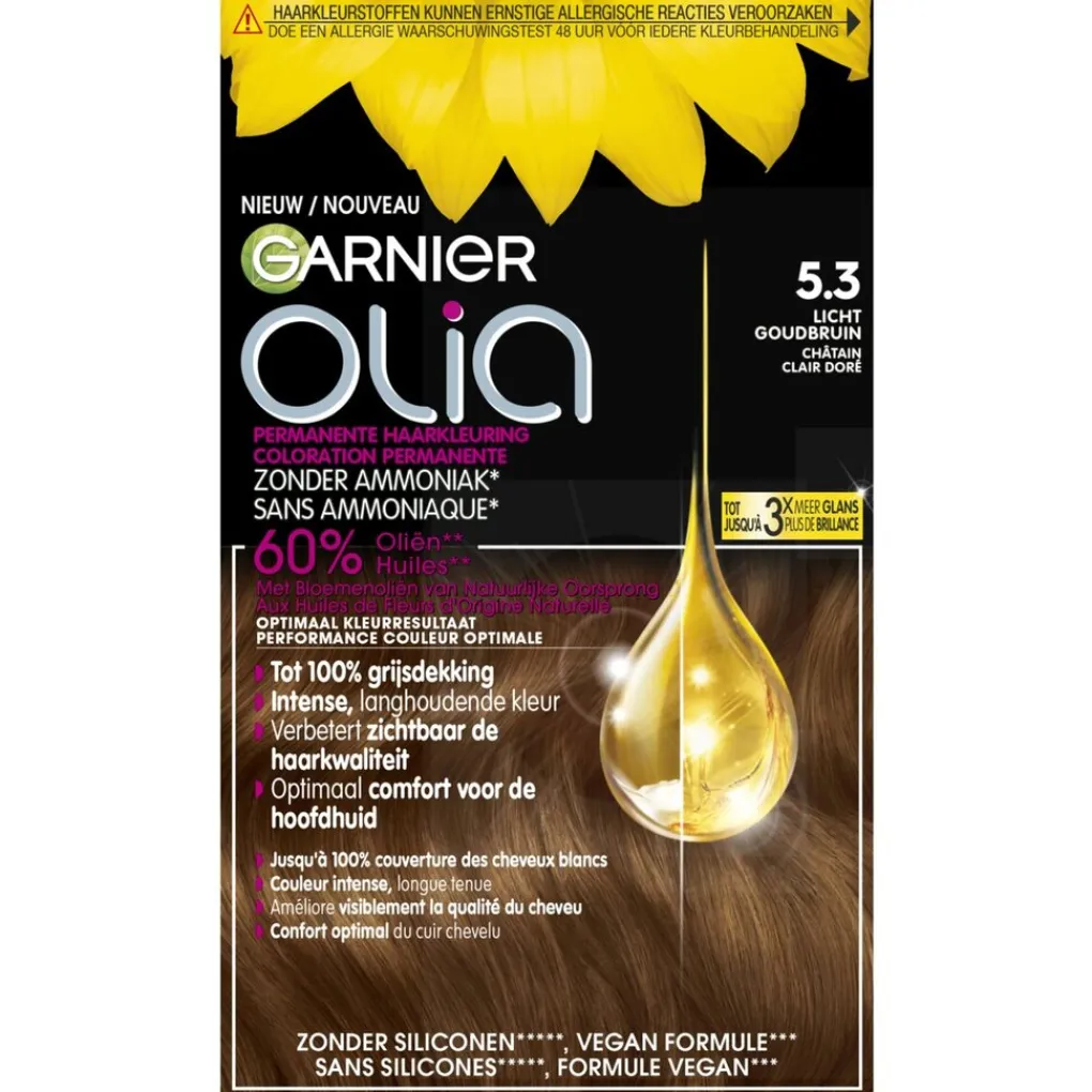 Outlet Garnier 5.3 Licht Goudbruin Permanente Haarkleuring Haarverf
