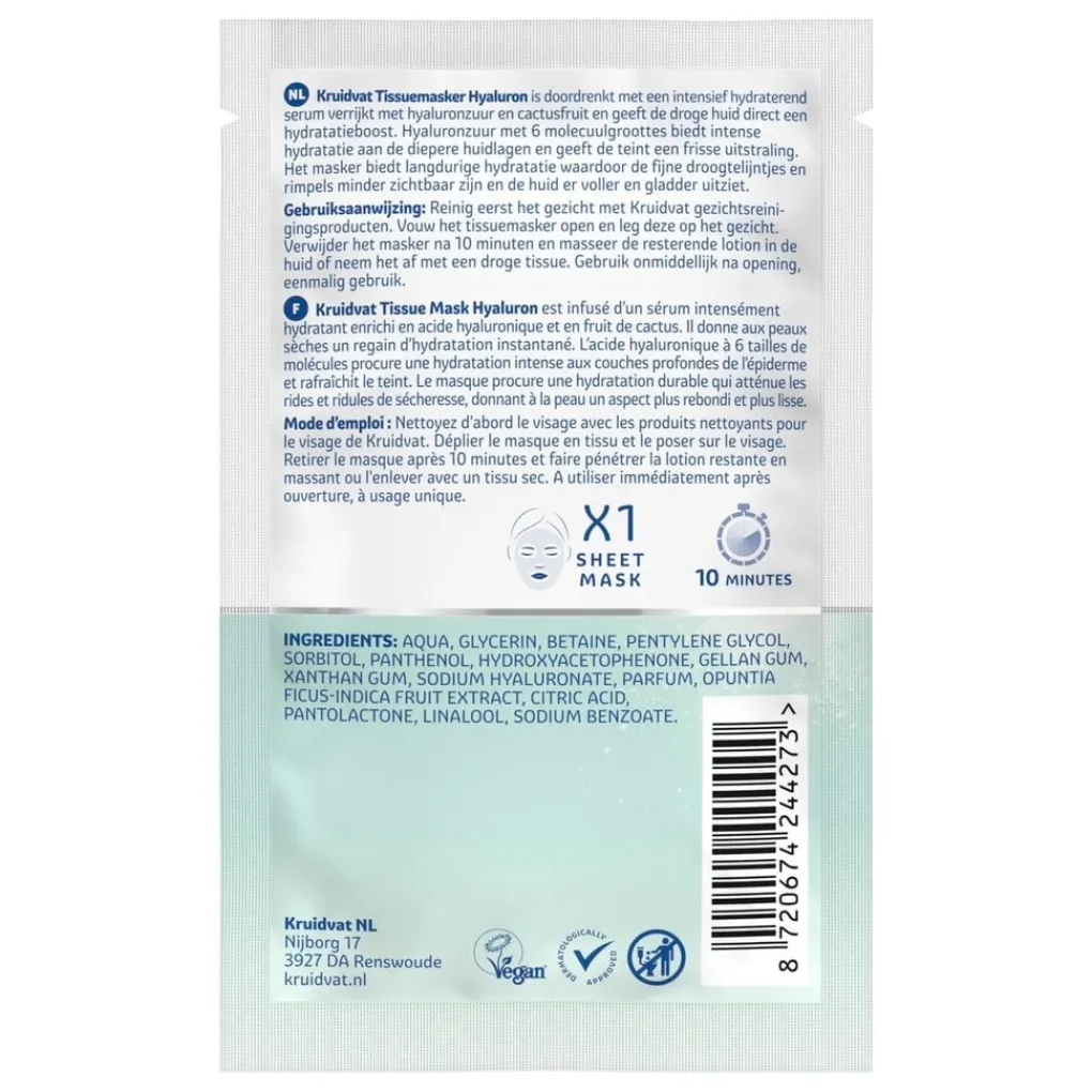 New Hyaluron Intense Hydration Serum Infused Sheet Mask Gezichtsmaskers