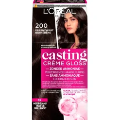 Hot L'Oréal Paris Créme Gloss 200 Intens Zwart Semi-Permanente Haarkleuring Haarverf