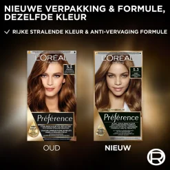 Hot L'Oréal Paris Préférence 5.3 Goud Lichtbruin Permanente Haarkleuring Haarverf