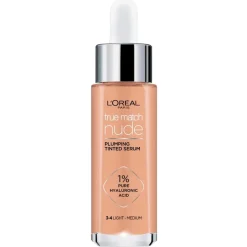 Hot L'Oréal Paris True Match Nude 3-4 Light Medium Plumping Tinted Serum Foundation