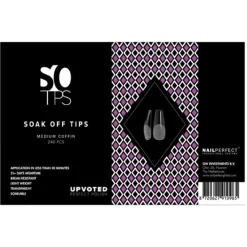 Hot UPVOTED Soak Off Tips Medium Coffin Acryl Nagels