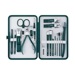 Online UNIQ 18‑in‑1 Manicure & Pedicure Set – Donkergroen Etui Manicure- En/Of Pedicureset