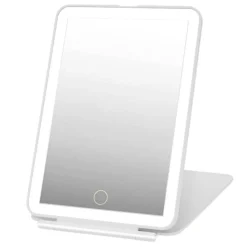 New UNIQ Opvouwbare LED Make‑upspiegel (USB oplaadbaar) – Reisspiegel met 3 Lichtstanden, Wit Make-Up Spiegels