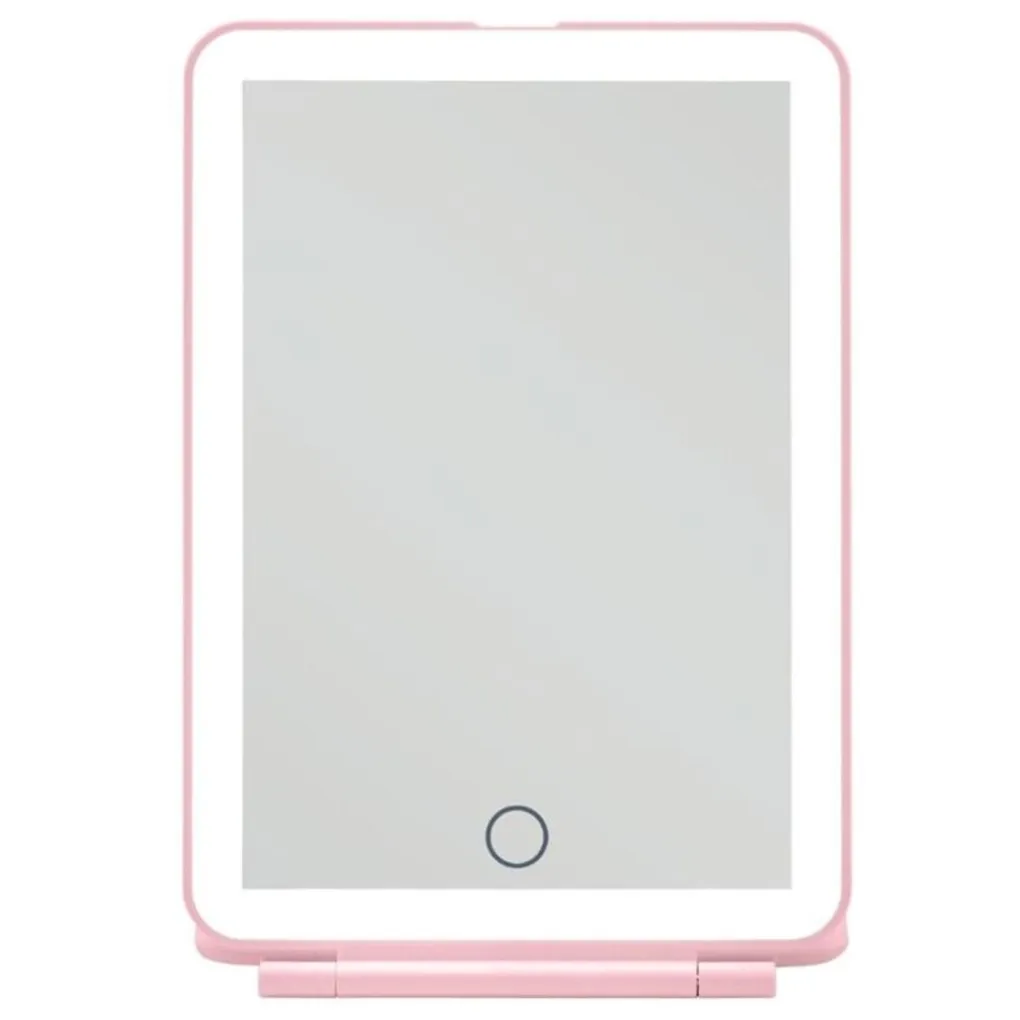 Sale UNIQ Opvouwbare LED Make‑upspiegel (USB oplaadbaar) – Reisspiegel met 3 Lichtstanden, Roze Make-Up Spiegels
